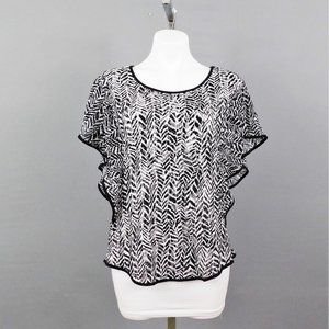 Beige By ECI Women Shirt Black White L